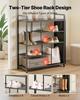 Hall Tree, 1800 mm Coat Rack with Shoe Storage, Freestanding 4-Tier Shoe Rack Organizer with Hooks, Side Pocket and Wire Shelf, Steel Frame Entrance