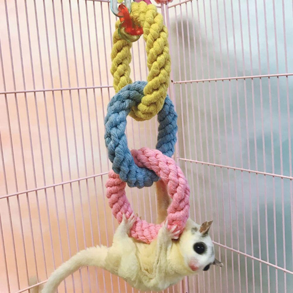 Toy Cotton Rope Bird Rope Hanging Hamster Toy Sugar Glider Cage Accessories Climbing Rope Toys
