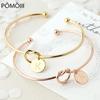 Fashion Name Female Jewelry Initial Alloy Letter Charm Bracelets For Women Girls Rose Gold Bow-knot Bracelets Bangles