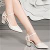Fashion 2024 Summer New Female Fairy Style Students All-match Baotou Shallow Mouth High Heels Women Solid Color Buckle Sandals