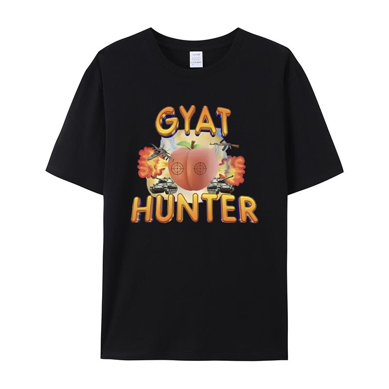 Летняя новинка 2025 года Графическая футболка с принтом Gyat Hunter Мужская и женская футболка с коротким рукавом Мужская одежда Уличная одежда