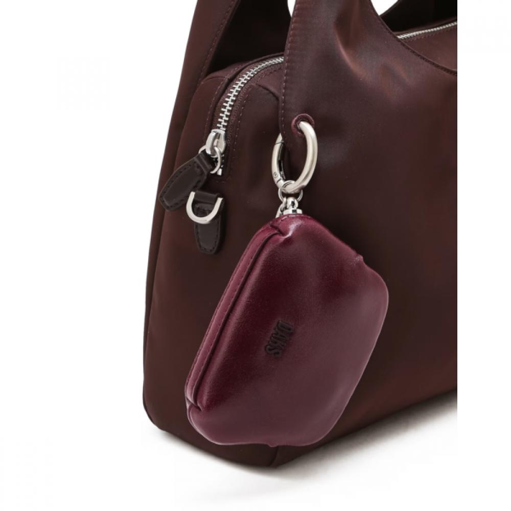 DakS Burgundy Leather Nylon Tote Bag S Dcba6f030d2