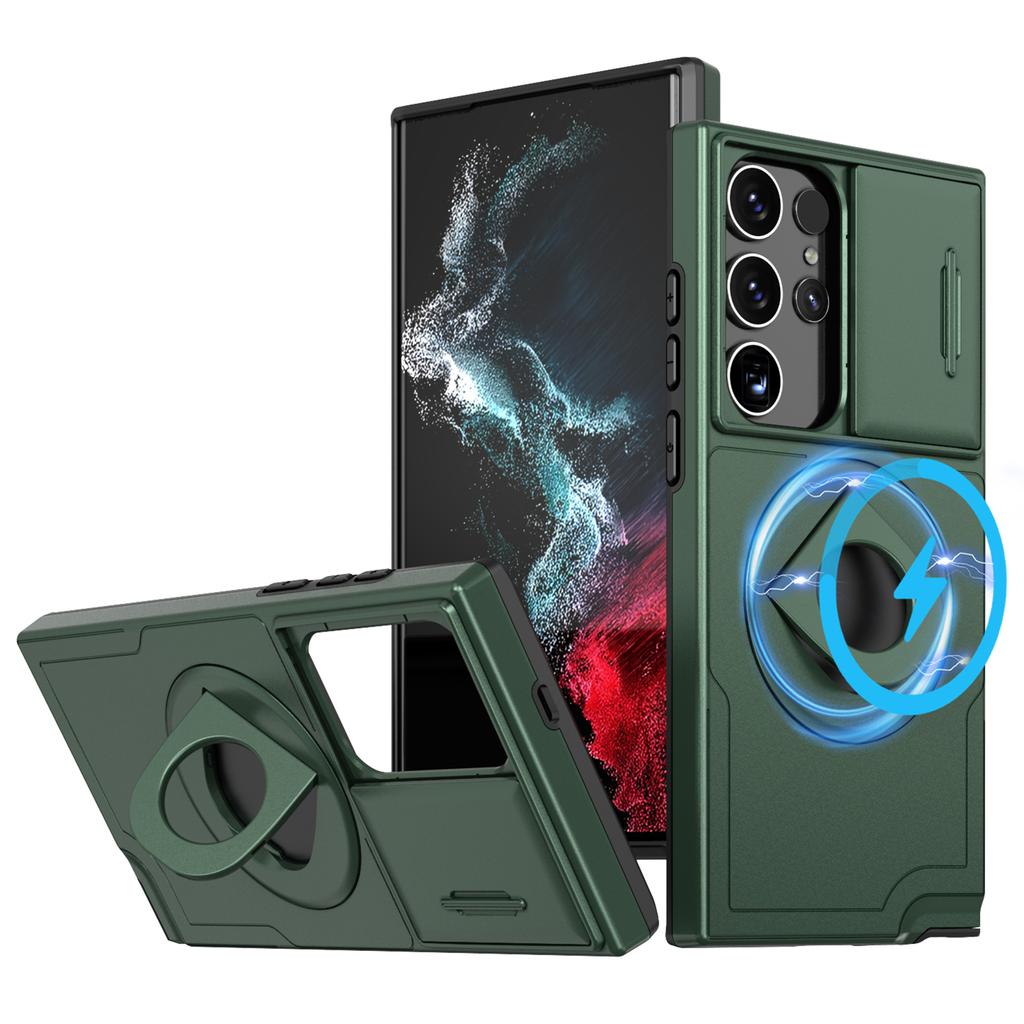 Для Samsung Galaxy S23 Ultra Магнитный чехол для телефона Магнит N52+ПК+ТПУ Ударопрочная крышка-подставка