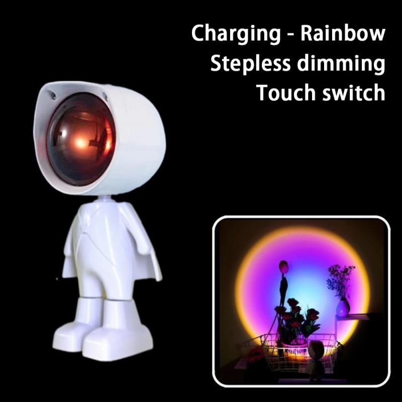 Астронавт Робот Лампа-проектор Закат Свет Вращающийся на 360 градусов Регулируемая яркость Красочный мини