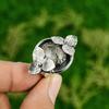 Natural Black Rutile Gemstone 925 Silver Promise Flower Ring Size 7 For Women