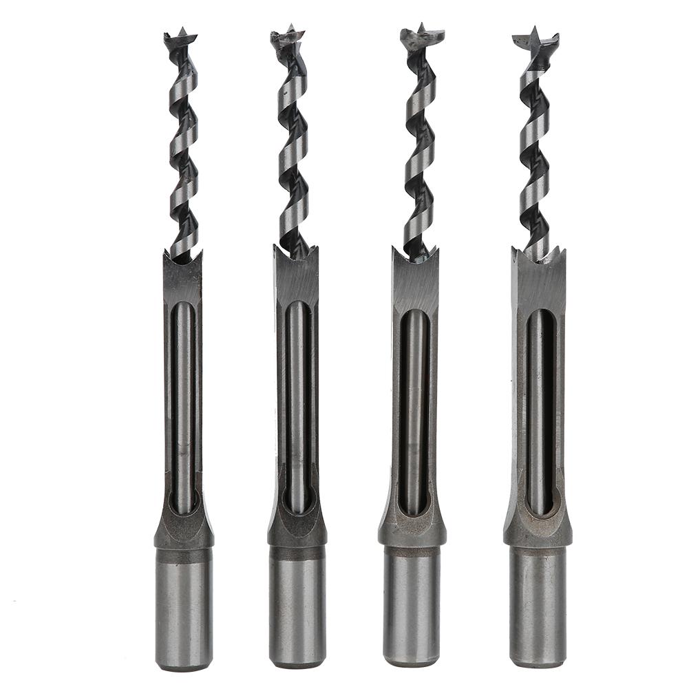 4pcs Set 12.7‑16mm Woodworking Square Hole Drill Bits Bearing Steel Square Hole Drill Bits