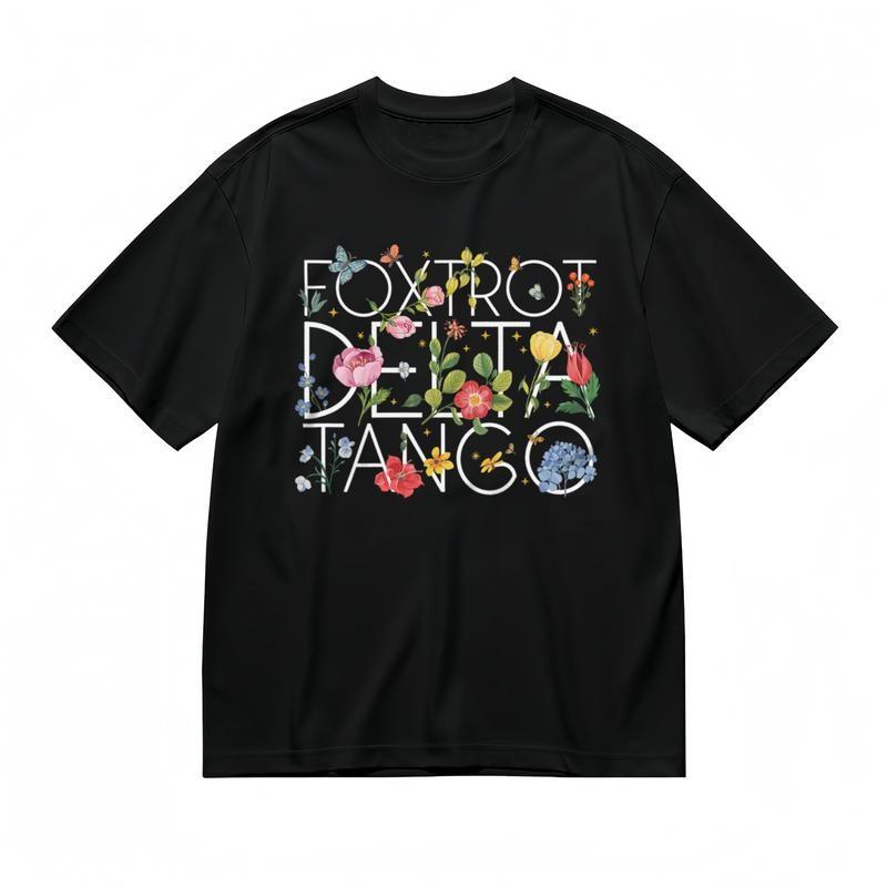 Women's Soft Breathable Classic T-Shirt Phonetic Alphabet Blooms Design Tee