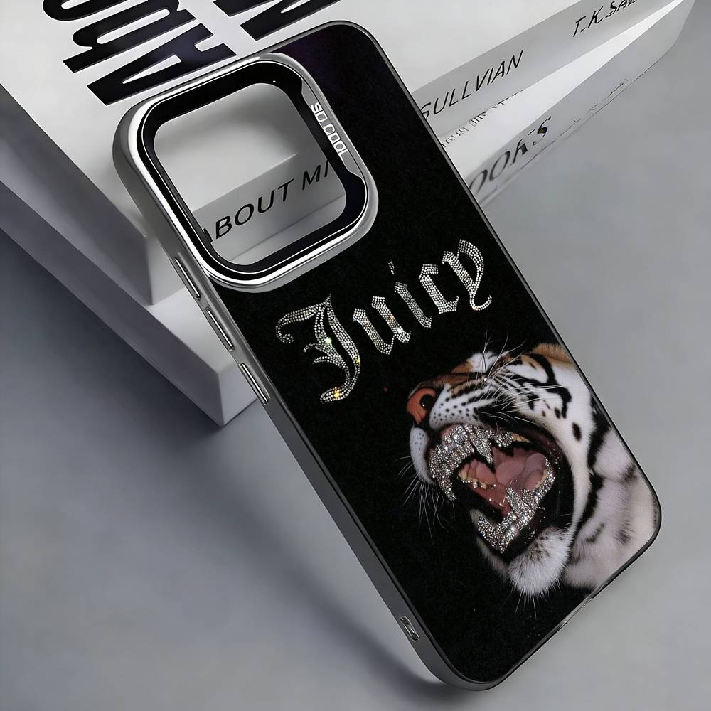 Чехол для телефона J-JUICY C-COUTURE для iPhone 17, 16, 15, 14, 13, 12, 11 Plus, Pro Max, Цветной Серебристый Чехол Funda