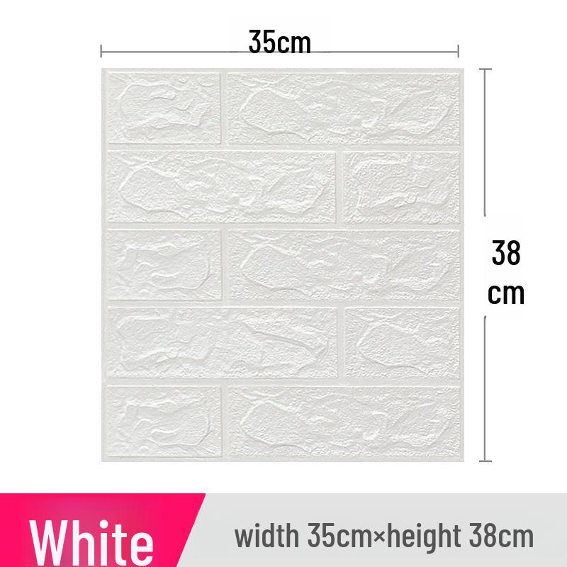 3D Brick Pattern Self-Adhesive Wall Sticker: Anti-Collision, Soft, 35x38, Small Size