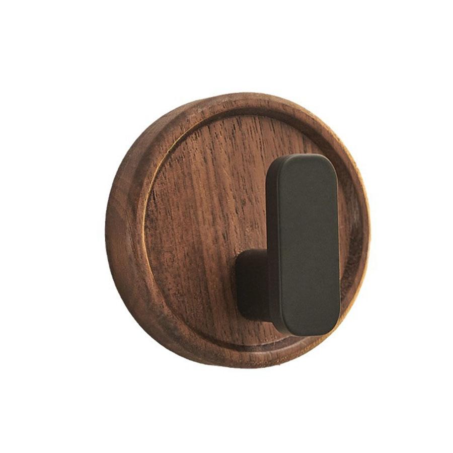 Self-adhesive Solid Wooden Hook Walnut Key Decorative Towel Holder Hook Door Hanger Wall Coat Rack Kitchen Bathroom Organizer