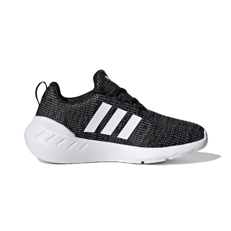Adidas Swift Run 22 Little Kid Черно-белые детские кроссовки Core-Black Cloud-White Grey-Five GW8180