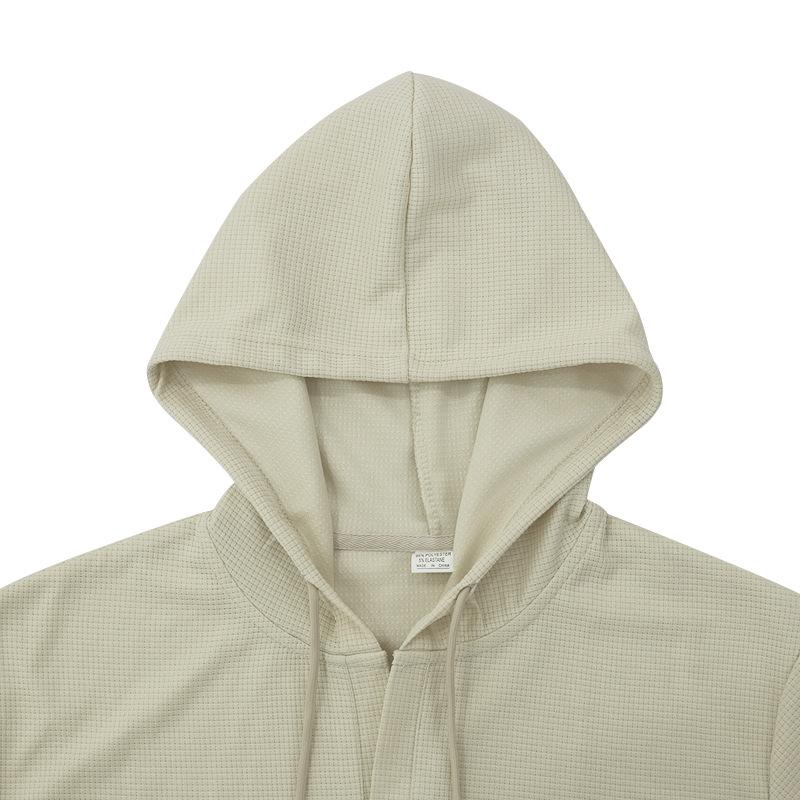 Летняя мужская повседневная спортивная футболка с капюшоном и короткими рукавами с вафельным верхом