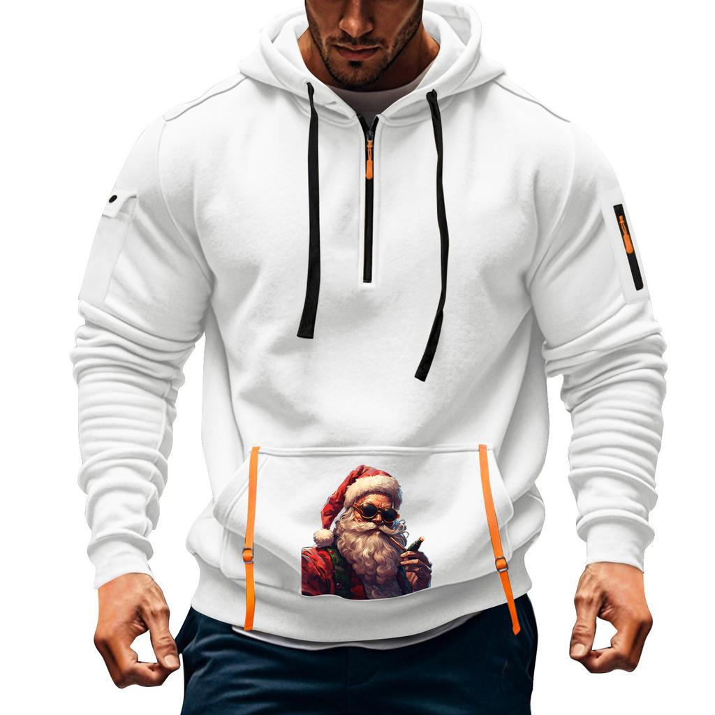 Мужская толстовка с капюшоном с принтом, кардиган на молнии с карманом на рукаве, мужская спортивная повседневная толстовка большого размера