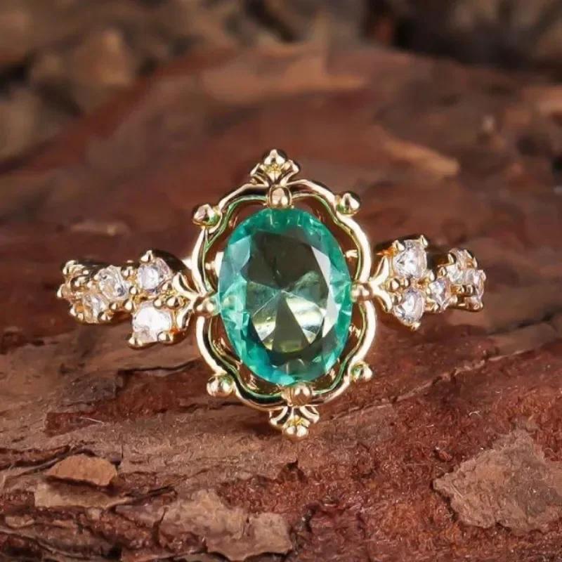 Модный взрыв Европейский стиль Личность Изысканный дизайн Медь Инкрустация Циркон Легкая роскошь Кольца для женщин