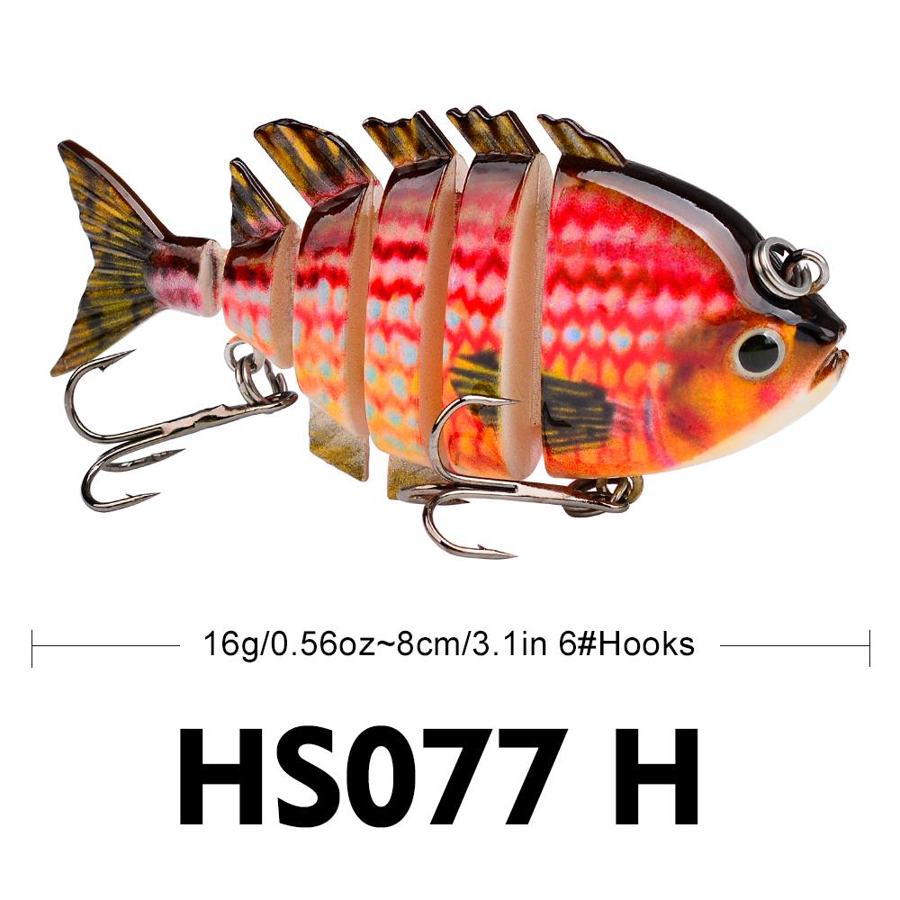 Proberos Multi Jointed Swimbait Fishing Lures Lifelike 8cm-16g Hard Bait With Treble Hook Multi Jointed Lures For Bass