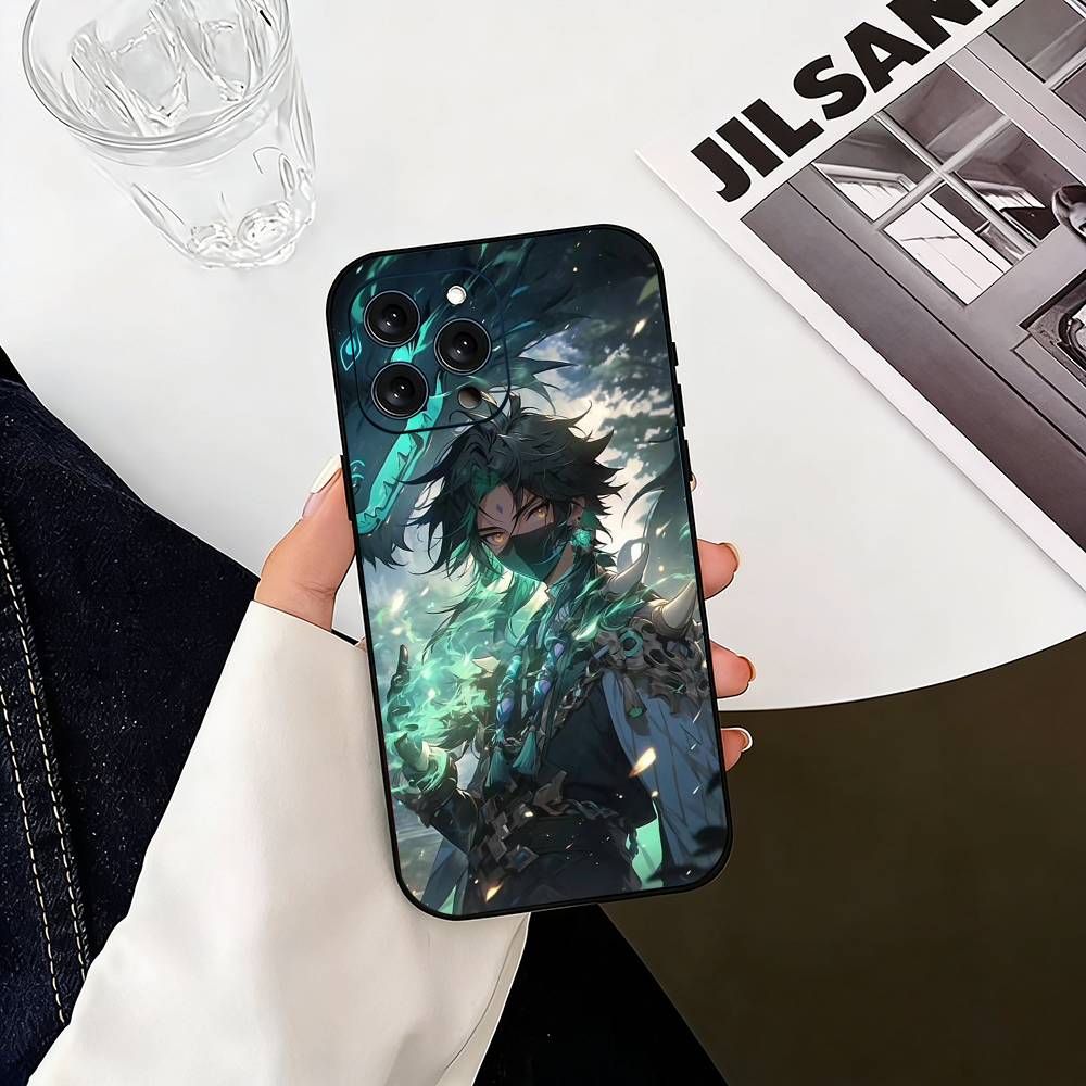 G-Genshin Impact Чехол для телефона Сяо Для iPhone 17, 16, 15, 14, 13, 12, 11 Plus, Pro Max, Другие Мягкий Черный Чехол