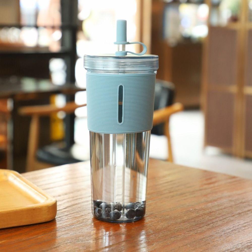 Clear Drink Bottle with Straw Outdoor Kettle Reusable Plastic Water Bottle Gift