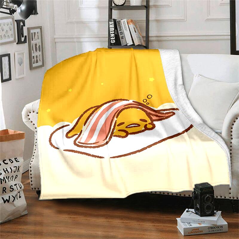 1pc Blanket Sanrio Gudetama Print Design, Lightweight Blanket for Sofa, Bed- Soft &Warm, Gift for All Seasons like Christmas, Halloween