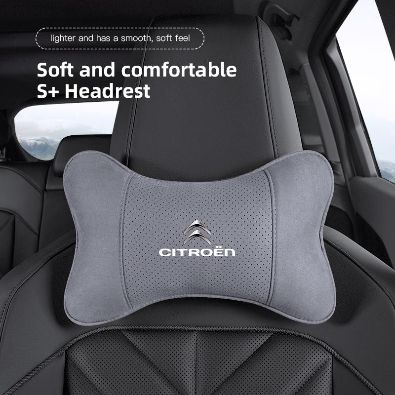 Car Seat Headrest Soft Suede Neck Pillow For Citroen C4 C3 C2 C1 DS3 Berlingo Xsara Picasso Auto Interior Accessories keychain UR8