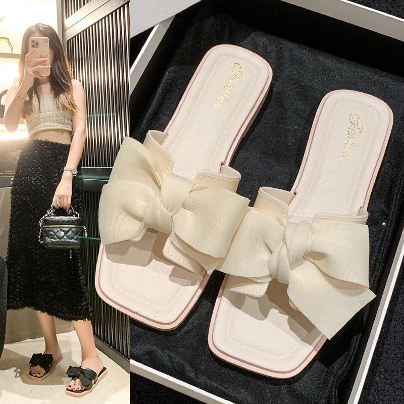 Женские летние модные шлепанцы 2025 года с бантом - Мягкая подошва и удобный дизайн с одной лямкой