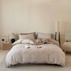 100% Cotton 3 Piece Bedding Set Soft Duvet Cover with 2 Pillowcases Solid Striped Checkered Print Skin Friendly
