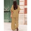 Women's Casual Sets Summer Cotton and Linen Short-sleeved Lapel Shirt Straight Trousers Two-piece Set