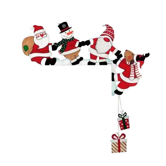 Рождественское украшение на дверь Милый мультяшный снеговик Санта Олень Пряничный человечек Декор дверного проема Деревянная табличка для дома Угол стены для стены Шкаф Полка