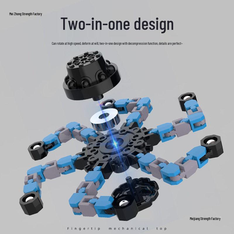 Transformable Robot Fidget Spinner: Black Tech Mechanical Toy for Children's Stress Relief