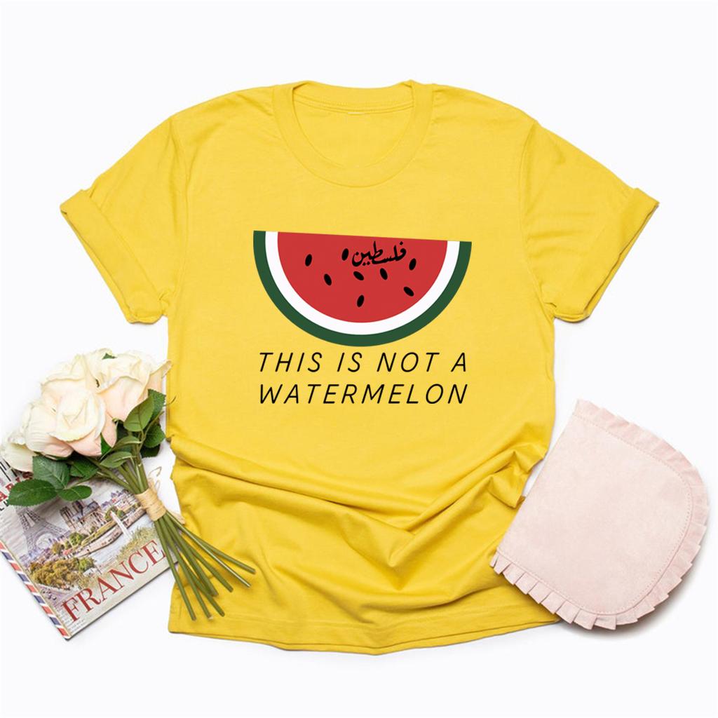 This Is Not A Watermelon T-Shirt Funny Watermelon Tshirts Women Short Sleeve Graphic T Shirts Peace and Love Tee Streetwear Tops