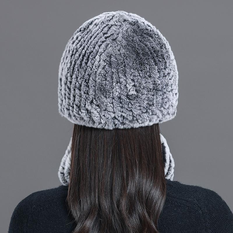 Новая меховая шапка из кролика рекс, зимняя женская зимняя теплая шапка для выхода на улицу, эластичная вязаная шапка из натуральной шерсти