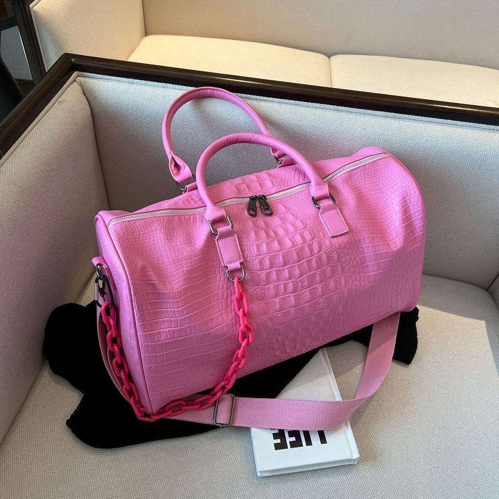 Stylish Travel Bag for Women Large Capacity Tote Carry On Luggage, Premium Faux Leather Sport Gym Bag