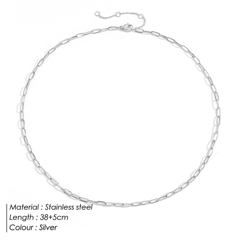 eManco Gold Color Stainless Steel Chain Necklace Women Chain Choker for Woman Jewelry
