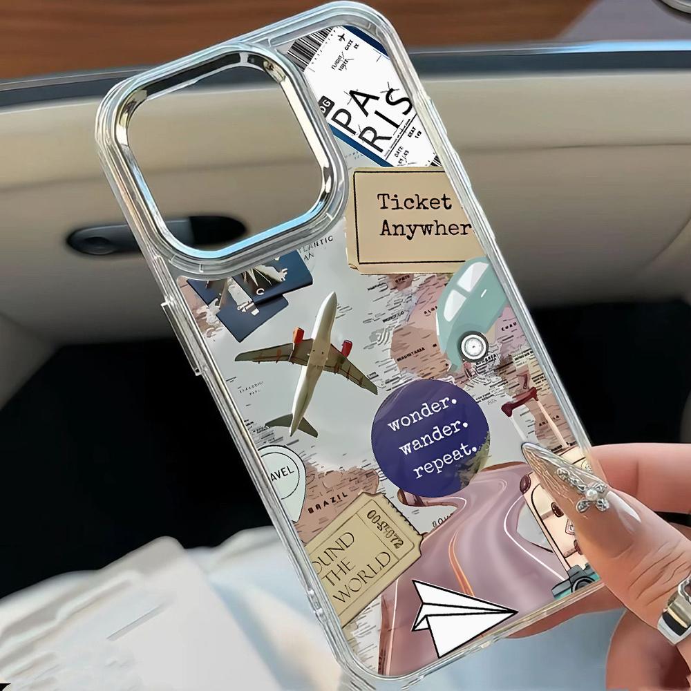 Чехол для телефона с дизайном маршрута самолета для iPhone 17 17E 16E 13 Plus 15 Pro Max 14 16 11 12 Усиленный угол Противоударный корпус Coque