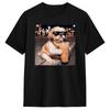 Funny Shih Tzu Drinking Iced Coffee Tshirt Summer Cotton Tshirts For Unisex Design Tshirt Short Sleeve Y2k Casual Clothing