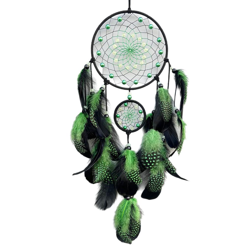 Glowing In Dark Dreamcatchers Wall Hanging Ornament with Feathered Tassels Wind Chimes for Bedroom and Nursery Decors