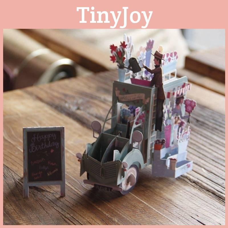 Foldable Paper Birthday Car Card With Handcrafted Details And Gold Printing For Gifts