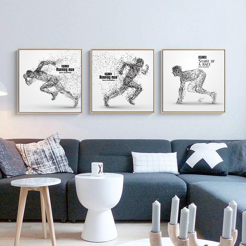 Креативная абстрактная частица, спортивные лыжи, бадминтон, езда, стрельба, холст, художественная живопись, постер, изображение на стену, спортзал, домашний декор