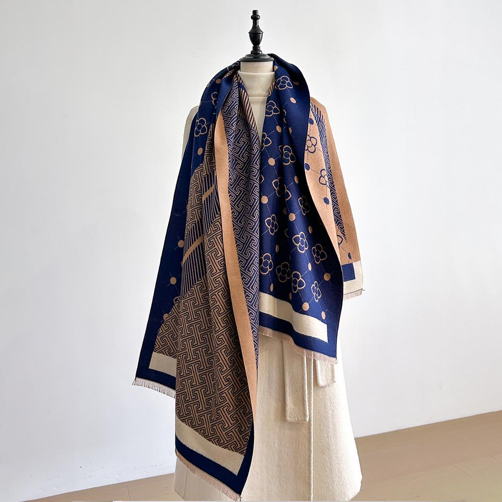 Women'S Luxury Cashmere Winter Shawl - Vintage Allover Pattern Printed With Tassels, Pashmina Wrap & Bandana