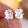 1 Pair Rectangle Cut White Green Purple Red Zircon Stud Earrings for Women Simple Gold Color Earrings Jewelry Gift