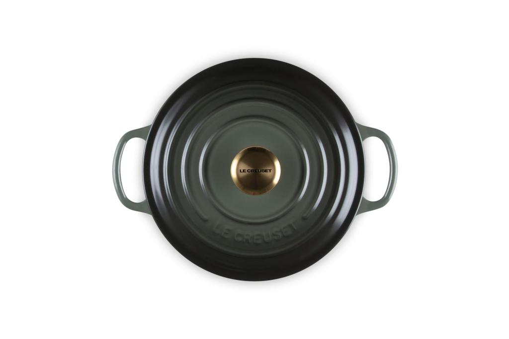 Литая эмалированная кастрюля Le Creuset Signature Cocotte Ronde 20 см, совместимая с газовой духовкой IH Time Green, японская [Авторизованный продукт]