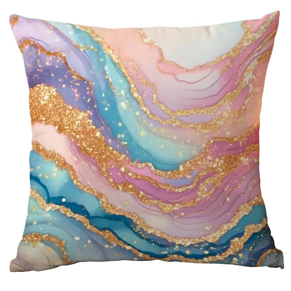 New Ins Style Pink Gilt Marble Polyester Pillowcase Home Sofa Cushion Cover