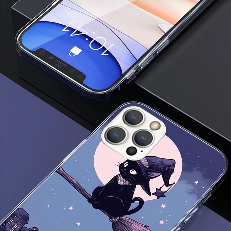 Witch And Cat Colorful Cute Phone Case For iPhone 17 Air 16 Pro Max 16E 15 + 14 Plus 11 12 13 Mini 7 8 SE Gift Print Cover Funda