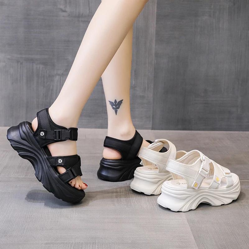 Fashionable Sports And Leisure Increased Thick-Soled Roman Sandals For Women Summer New Comfortable Beach Shoes