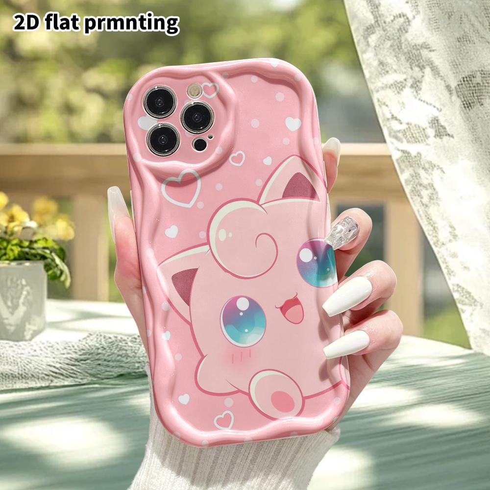 Phone Case: 2D flat design, fits iPhone 12, 13, 14, 15, 16, 17, 18 Pro, phone decoration, pink Jigglypuff, Halloween and Christmas gift