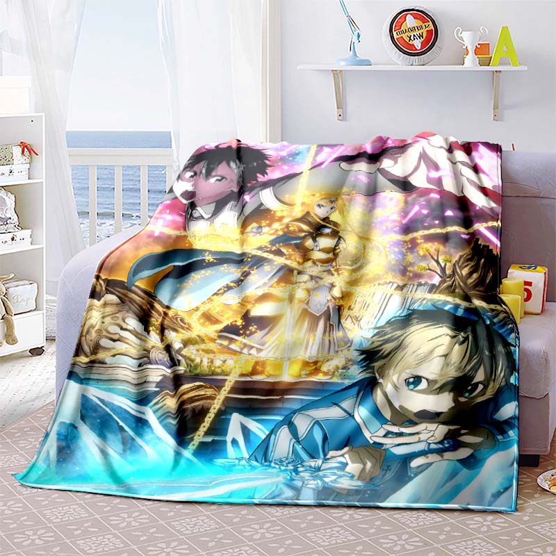 The 3D printed "Sword Art Online" flannel blanket is warm, comfortable, and soft, suitable for use in bedrooms, beds, sofas, 001