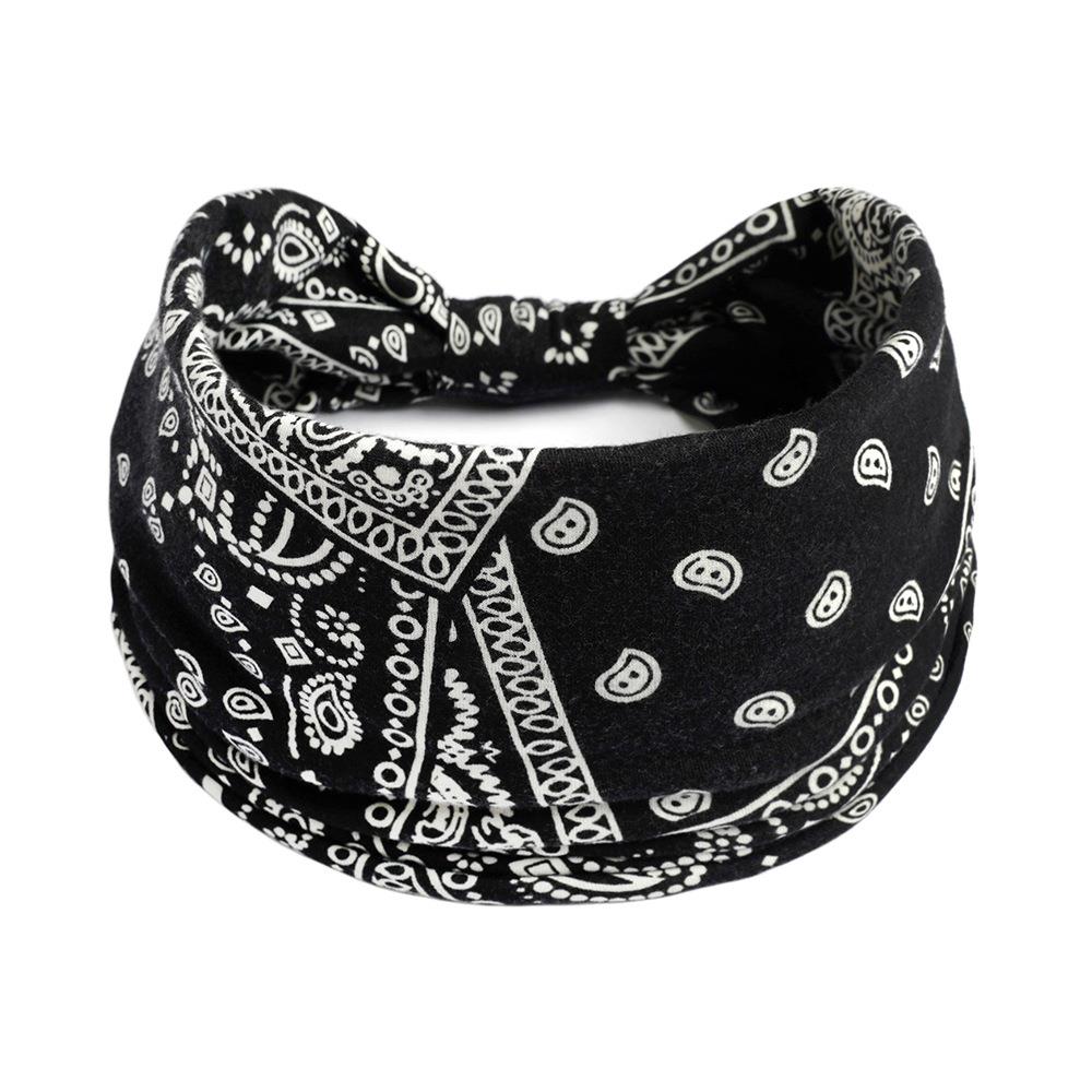 New Boho Cotton Wide Headband for Women Cashew Leopard Flower Print Turban Headwrap Knot Hairband Bandana Girls Hair Accessories