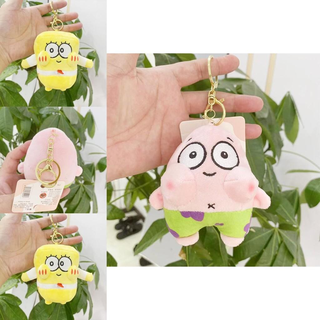 Soft Short Plush Spongebob And Patrick Star Figurine Keychain With Cute Design