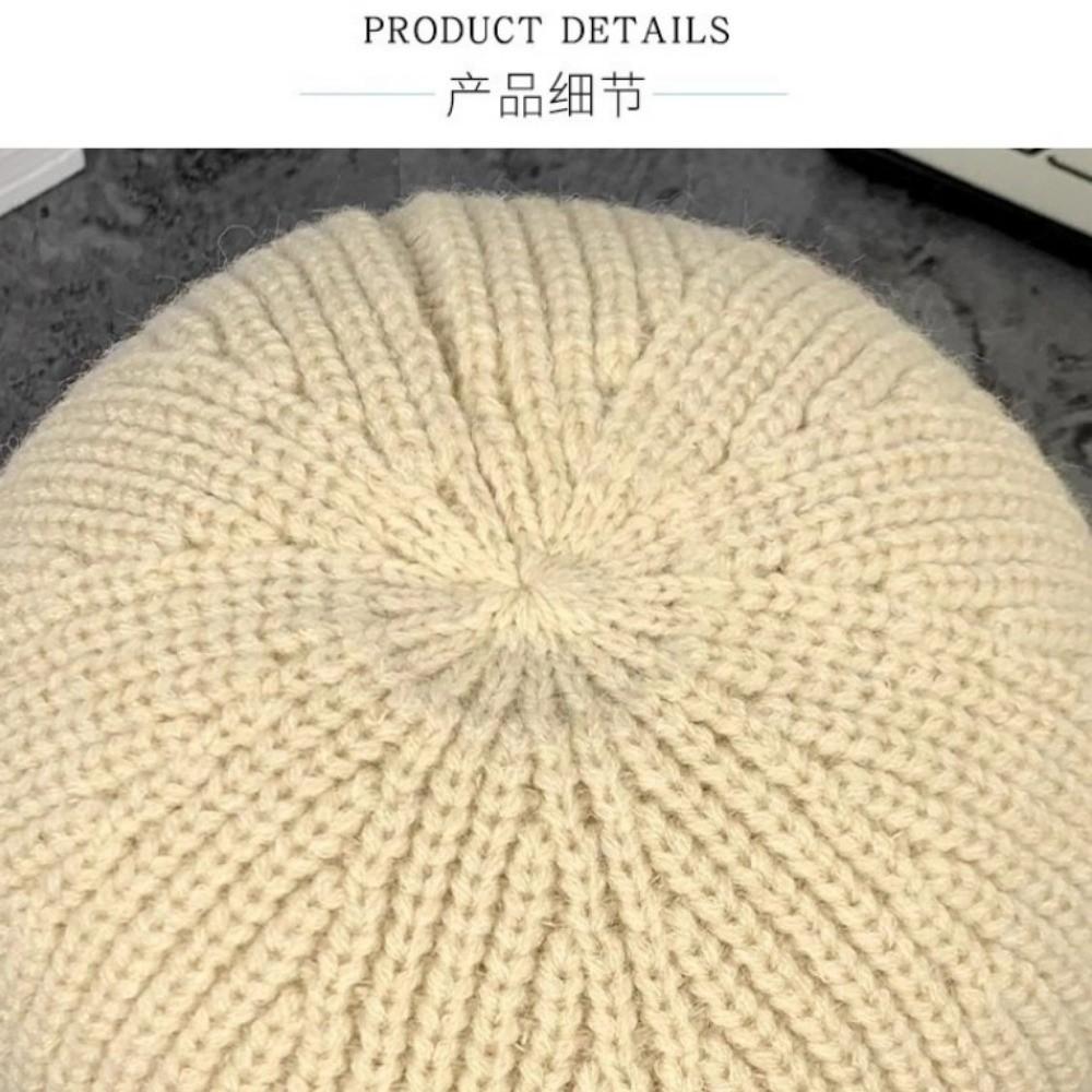 Knitted Fishing Cap Autumn Winter Fleece Round Top Hat Fashion Bucket Hat  Outdoor