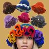 Women's Autumn & Winter Street Style Unique Handmade Crochet Ruched Brim Knitted Hat, Colorful Party Beanie Unisex for Daily Wear Halloween