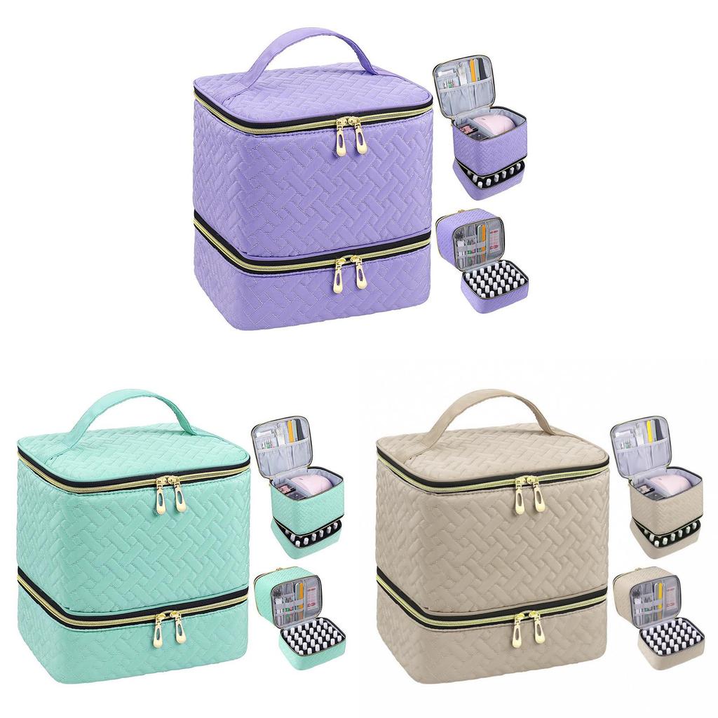 Elegant Dual Layer Makeup Case With Logo Printing For Women And Beauty Enthusiasts
